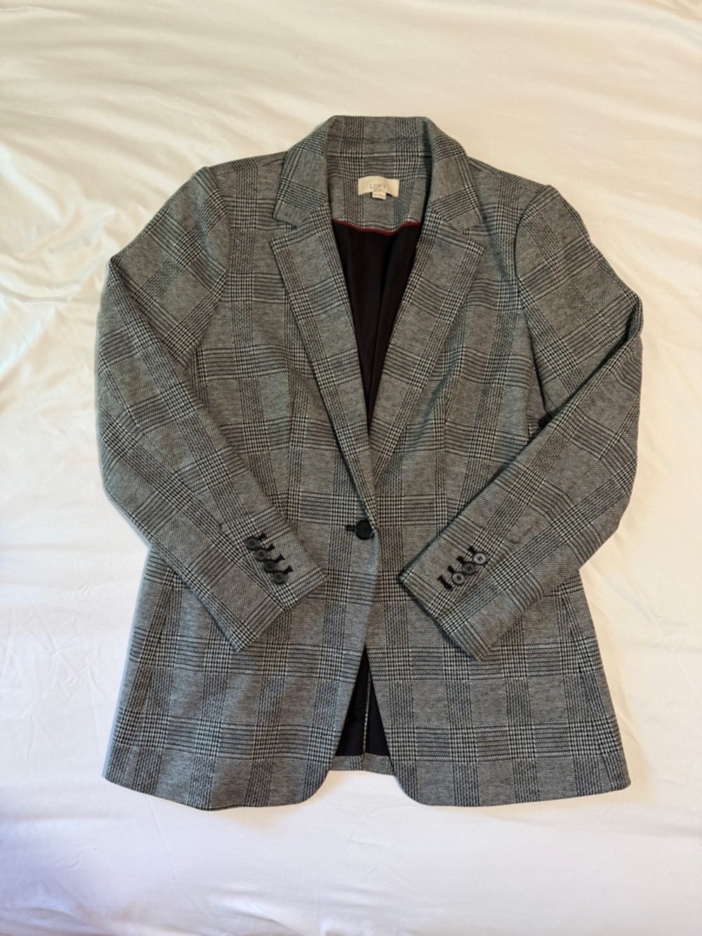 LOFT Gray Glen Plaid Tailored Blazer